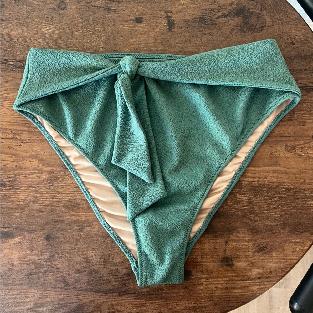 Shade & Shore High waist Green Front Tie Bikini Bottom Medium